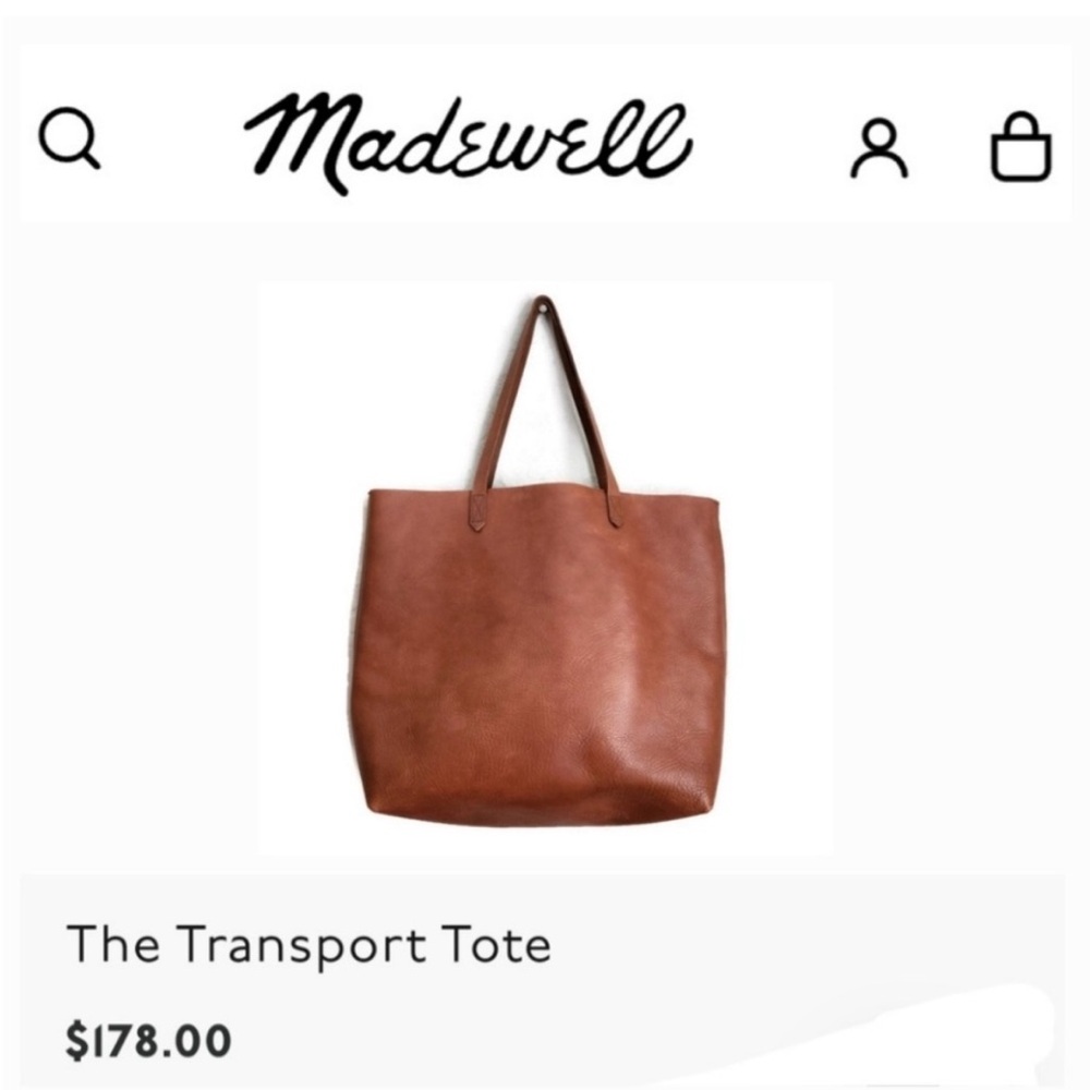 Madewell Brown Leather Transport Tote with Zip Detail - Picture 3 of 11